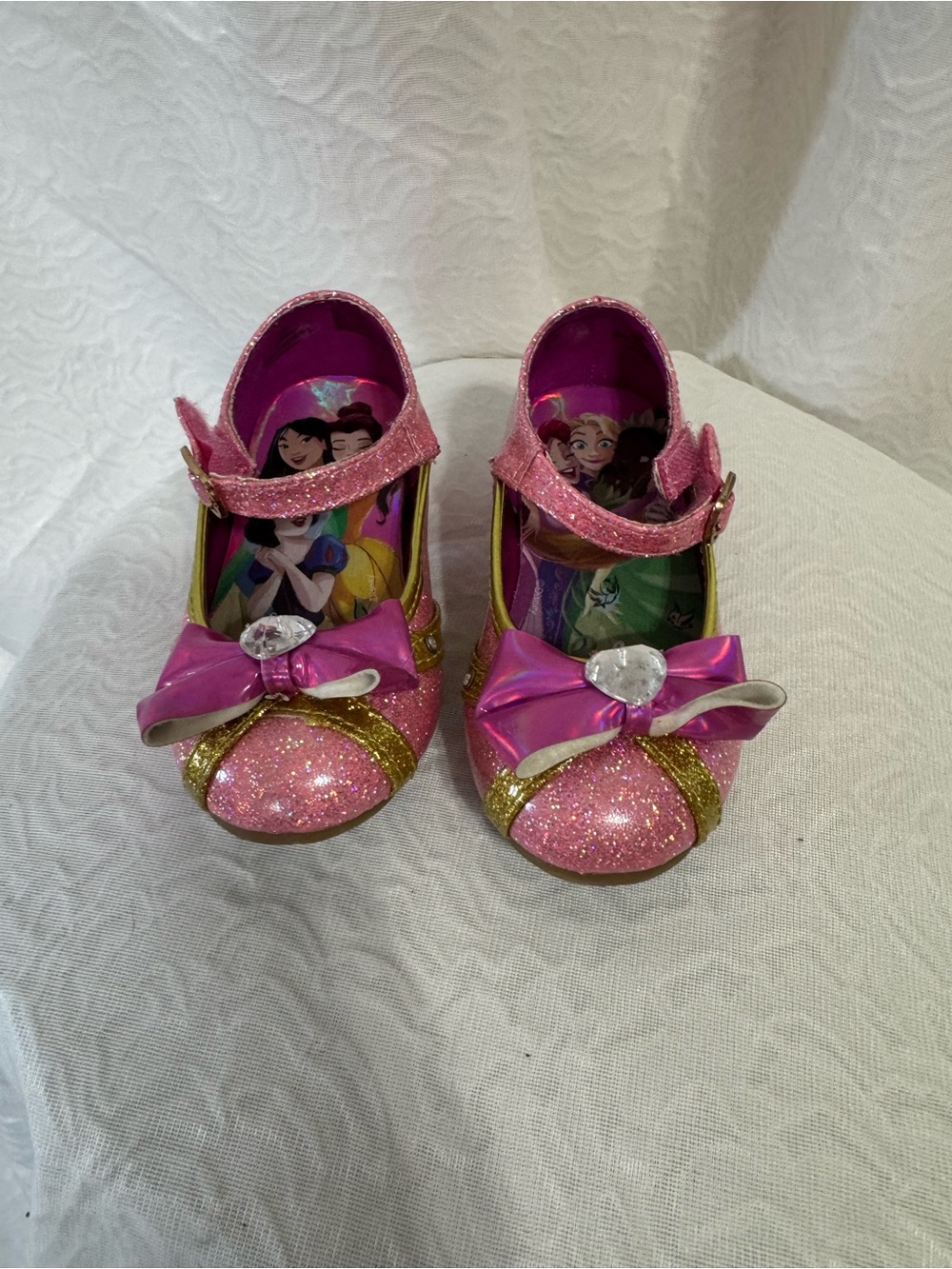 Girls Pink Glitter Princess Mary Jane Shoes with Bow
